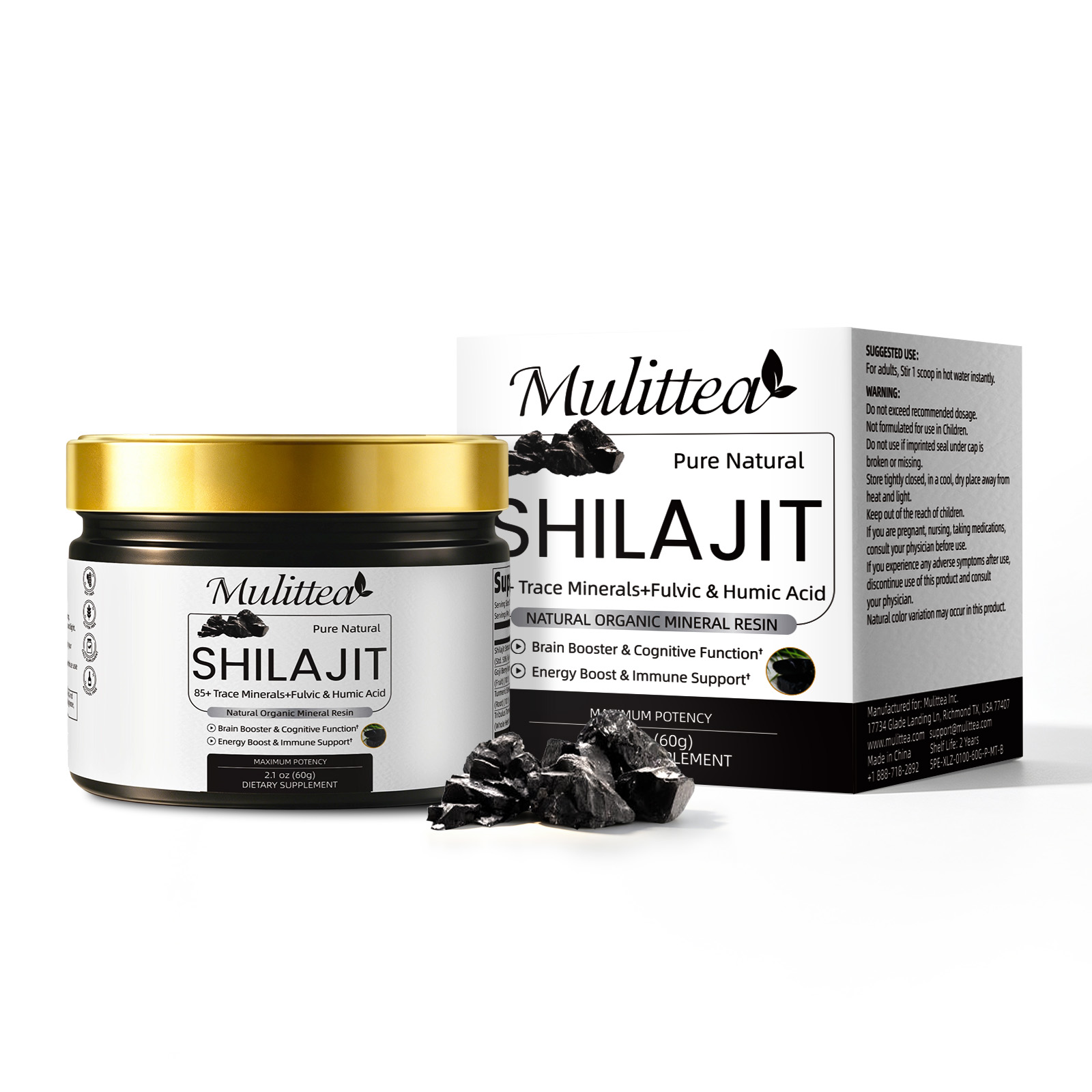 Shilajit Resin Pure - Mulittea High Purity Original Shilajit Mineral