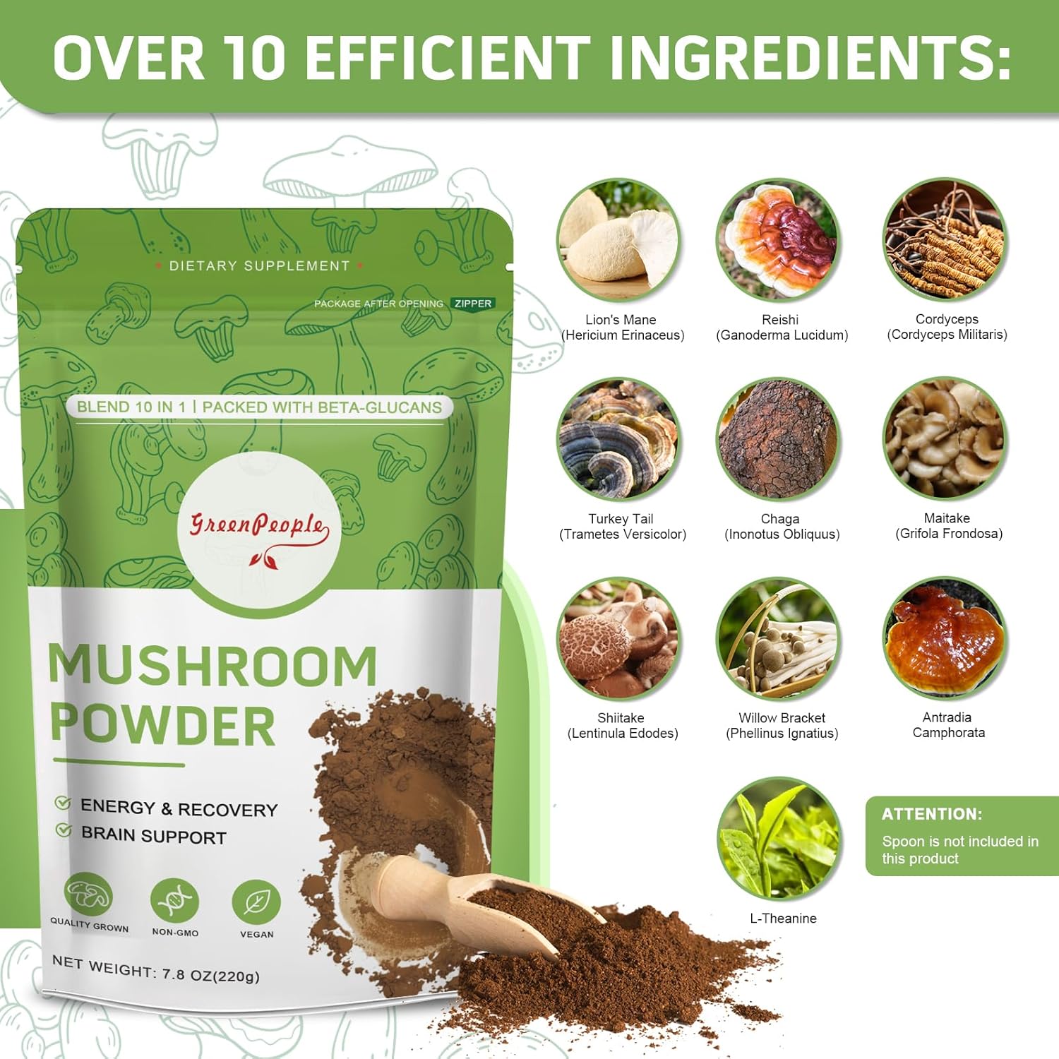 GREENPEOPLE 10-in-1 Mushrooms  - Lion Mane Mushroom 评论和价格