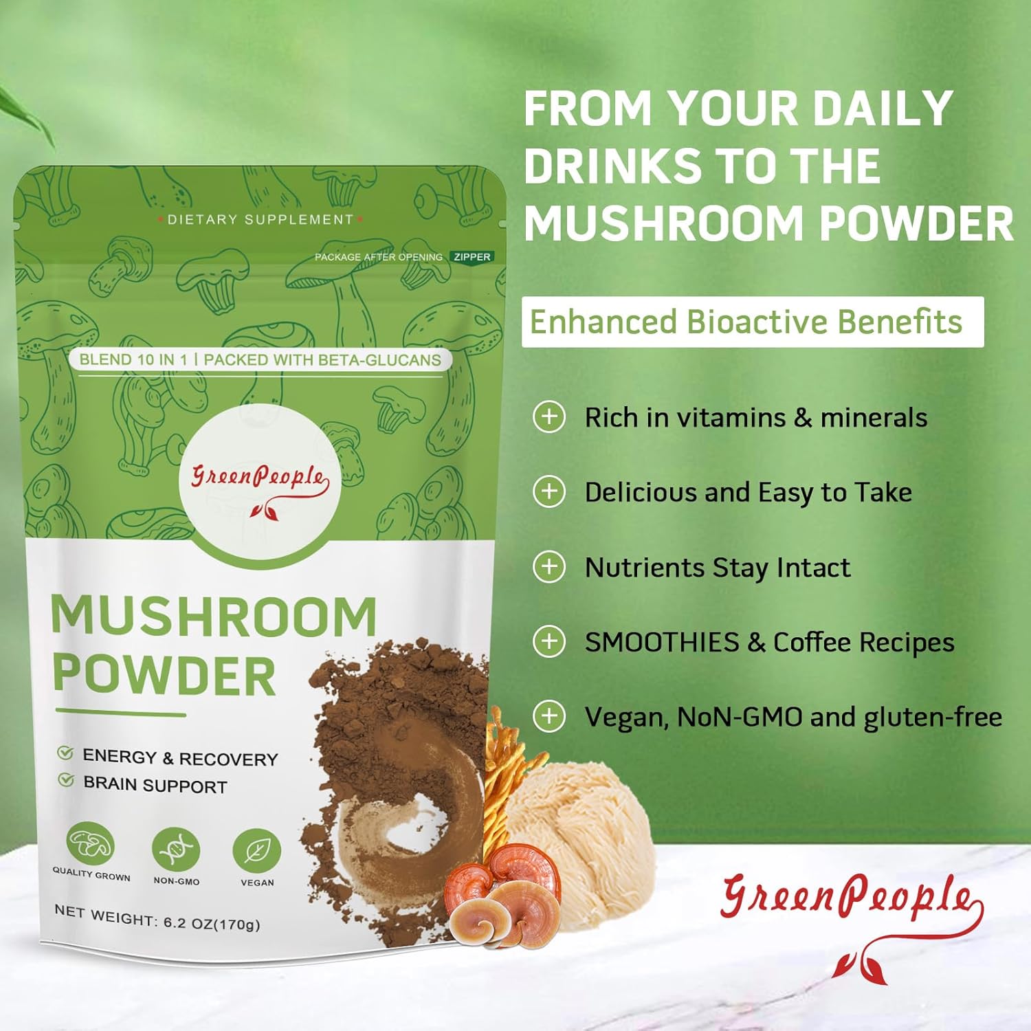 GREENPEOPLE 10-in-1 Mushrooms  - Lion Mane Mushroom 评论和价格