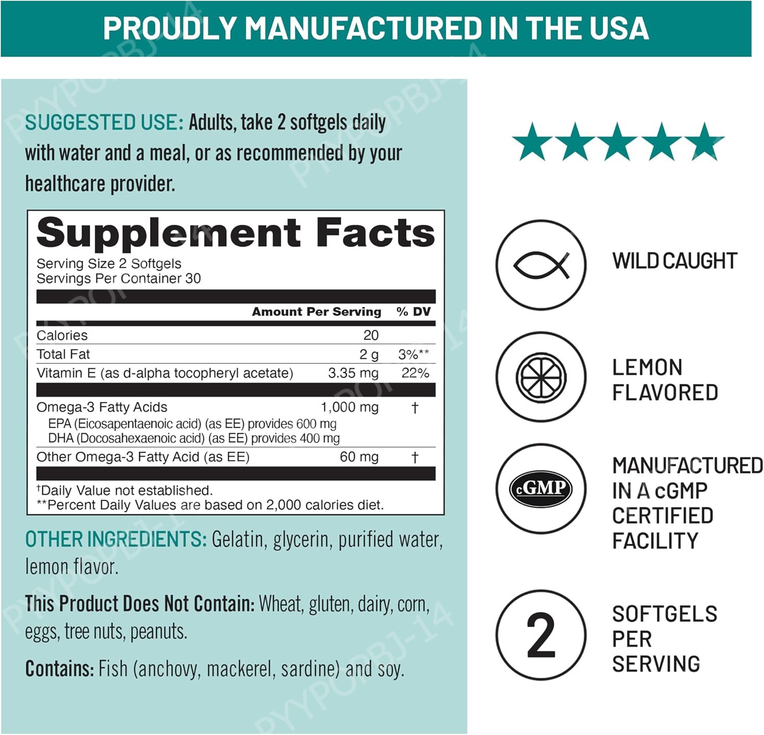 Omega-3 Fish Oil 1000mg EPA 60 - Omega 3 Fish Oil 评论和价格